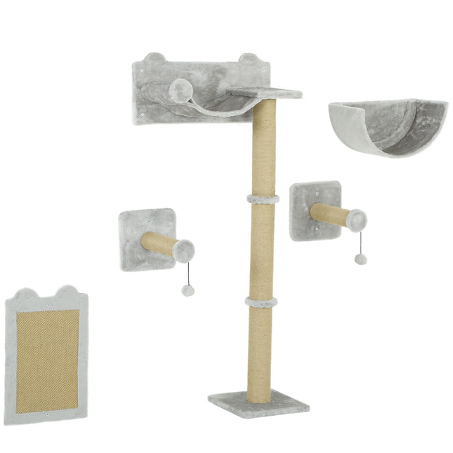 Katzen-Kletterwand-Set – 5-teilig, Kratzbaum & Hängematte