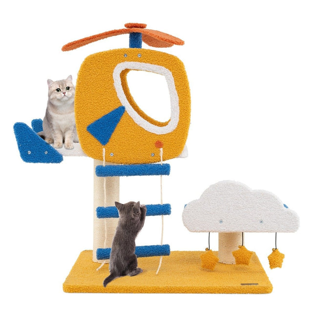 Katzenkratzbaum mit Helikopterplattform &amp; Kratzbaum &amp; Sprungplattform Kratzbaum