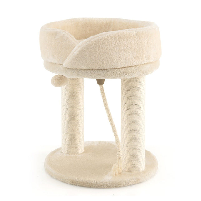 Katzenbaum Katzenkratzbaum mit weicher Sitzfläche Sisalturm für Katzen beige