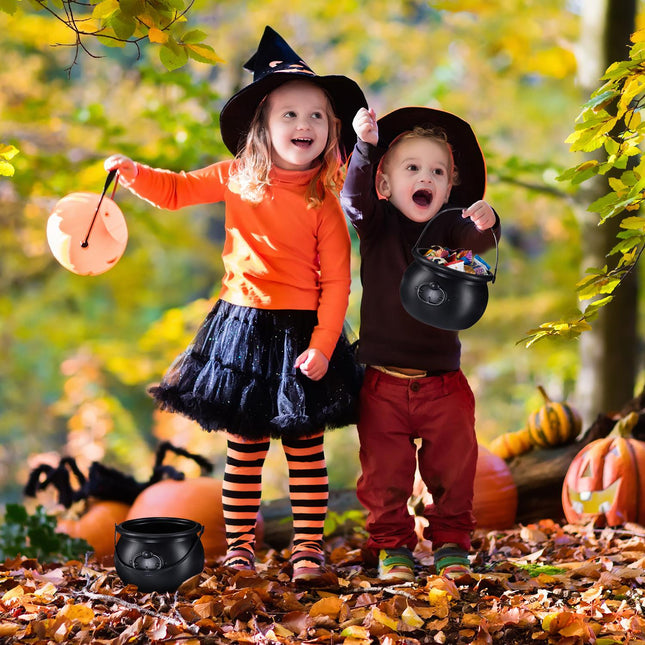 Lot de 2 chaudrons - Pots décoratifs noirs pour Halloween