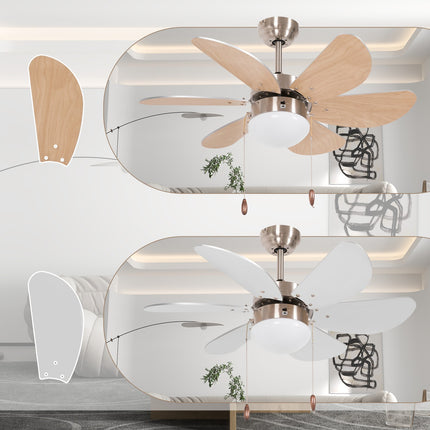 Deckenventilator mit LED-Licht, 6 reversible Flügel