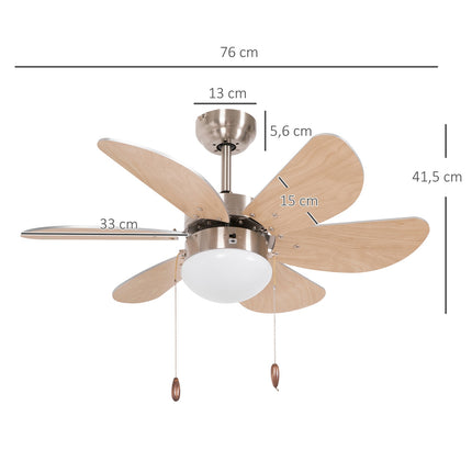 Deckenventilator mit LED-Licht, 6 reversible Flügel