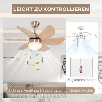 Deckenventilator mit LED-Licht, 6 reversible Flügel