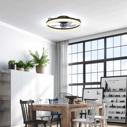 Ventilateur de plafond avec lumière, télécommande, 50 cm, 3 couleurs, 6 vitesses