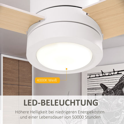 Deckenventilator mit Licht & Fernbedienung, 3 Geschwindigkeiten, leise & dimmbar
