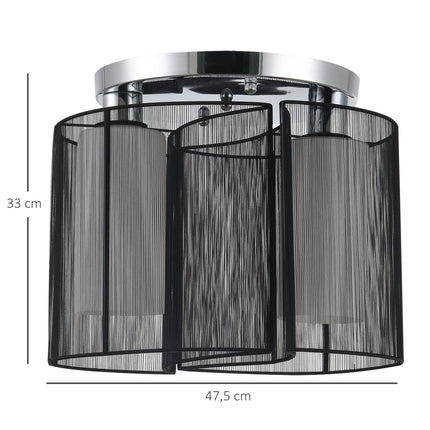 Vintage ceiling lamp - 2-lamp E27 socket, black, Ø47.5 cm