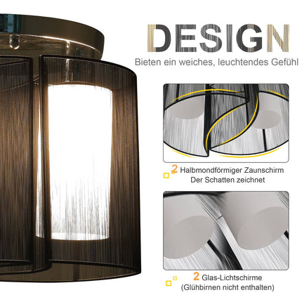 Vintage ceiling lamp - 2-lamp E27 socket, black, Ø47.5 cm