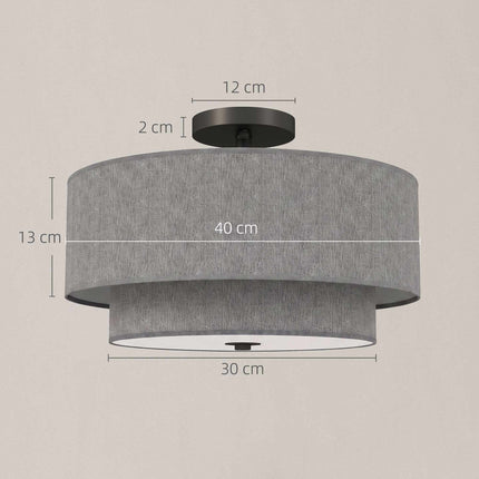 Ceiling Light with Double Linen-Look Shades, 3 x E14, Taupe, Black
