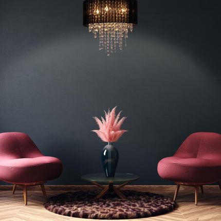 Plafonnier organza cristal noir
