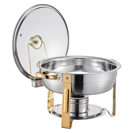 Chafing Dish Set, 4-Pack 5 Qt Stainless Steel, Glass Lid