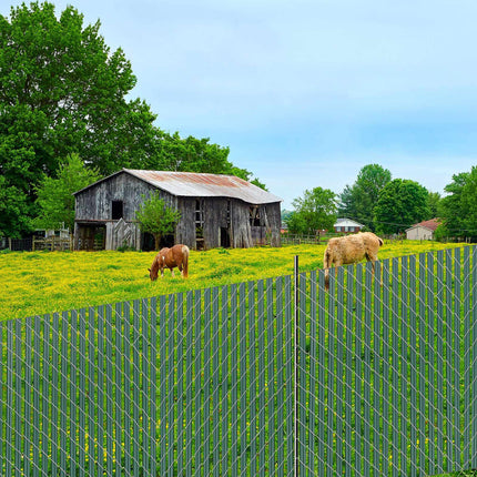 Chain Link Fence Privacy Slats, HDPE Bottom-Locking, Green