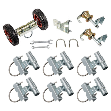 Chain Link Rolling Gate Hardware Kit, 6 In Wheels, Galvanized