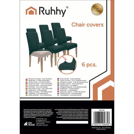 Housses de chaise, lot de 6, vert bouteille
