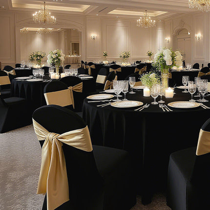 Chair Covers, Black Stretch Polyester Spandex, 30 Pack