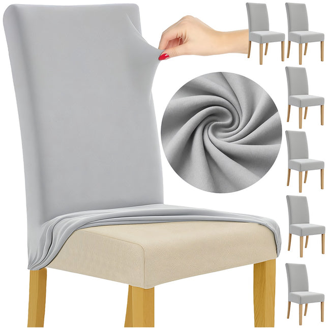 Housses de chaise, gris clair, lot de 6