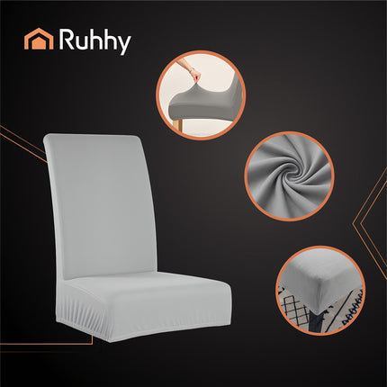 Housses de chaise, gris clair, lot de 6