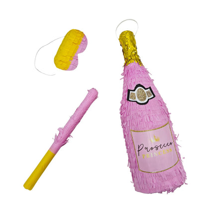 Ensemble piñata bouteille de champagne - Bâton et masque inclus
