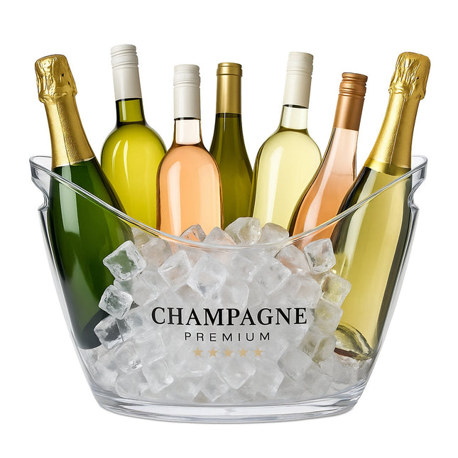 Seau à glace à champagne, 8 L, transparent, avec poignées