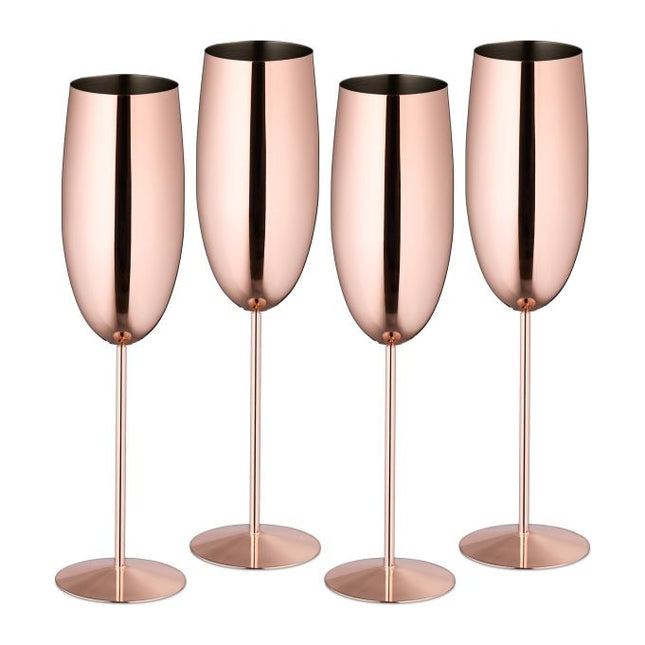 Flûtes à champagne en acier inoxydable, lot de 4
