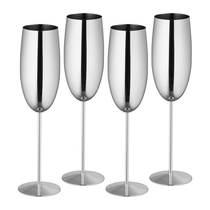 Sektgläser aus Edelstahl, 4er-Set