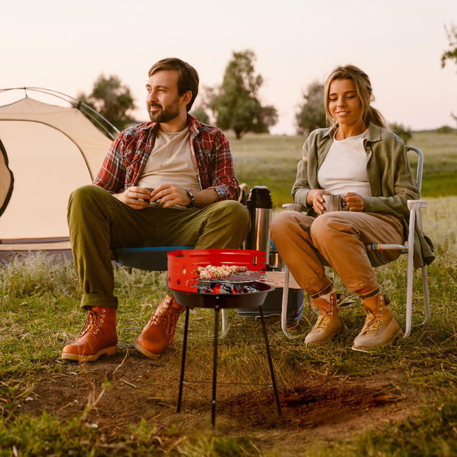 Barbecue au charbon de bois avec support et pare-vent, 37 cm