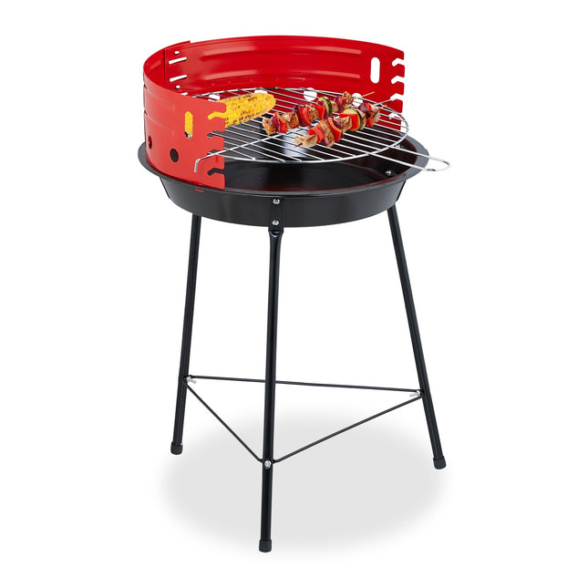 Barbecue au charbon de bois avec support et pare-vent, 37 cm