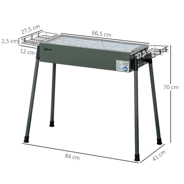 Charcoal Camping Grill – Stainless steel, side baskets