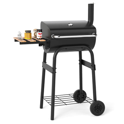 Barbecue au charbon de bois avec tablette latérale rabattable et thermostat