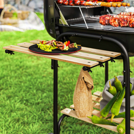 Barbecue à charbon avec couvercle verrouillable, structure en acier, surface de cuisson de 1840 cm²