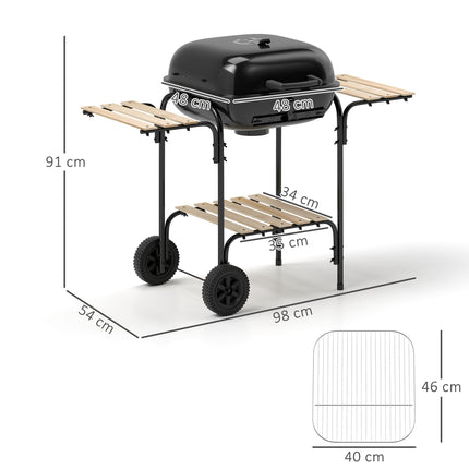 Barbecue à charbon avec couvercle verrouillable, structure en acier, surface de cuisson de 1840 cm²