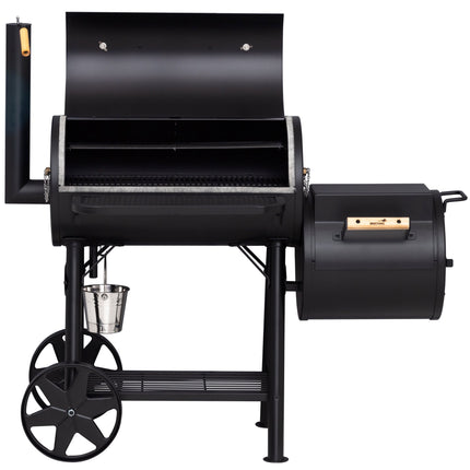Holzkohlegrill mit Räucherfunktion, Stahl, große Grillfläche