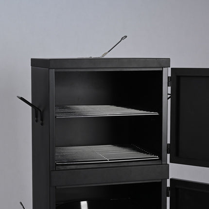 Fumoir à charbon pour viande et poisson, acier, noir
