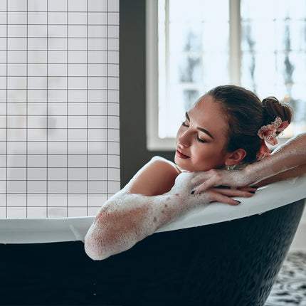 Rideau de douche à carreaux