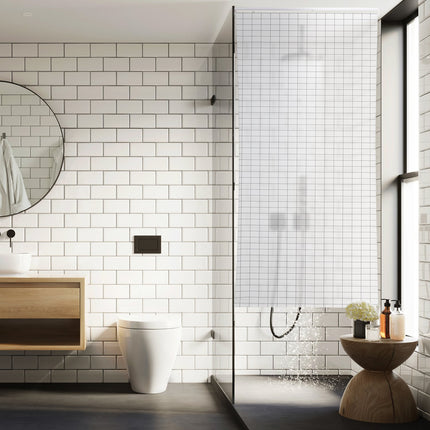 Rideau de douche à carreaux