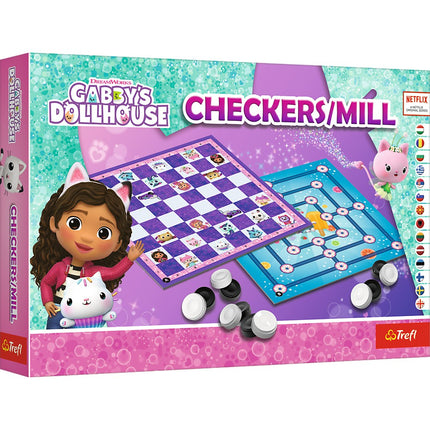 Jeu de société Dames et Moulin pour la récréation dans la maison de poupée de Gabby