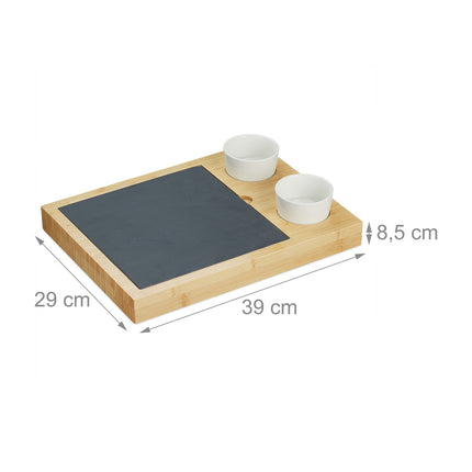 Plateau à fromages en bambou avec accessoires en 7 parties