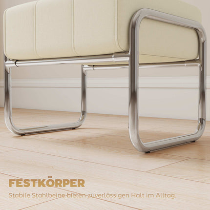 Repose-pieds en chenille, coussin épais, pieds en acier, beige