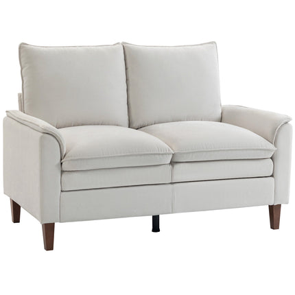 Chenille Zweisitzer-Sofa, Creme, 24cm Kissen, hohe Rückenlehne