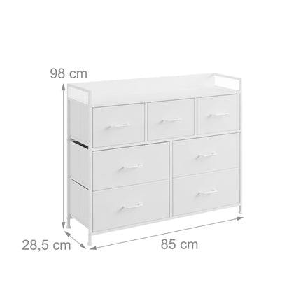 Commode, 7 bacs en tissu, métal et MDF