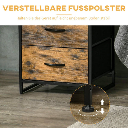 Commode, armoire de rangement avec tiroirs pliables en tissu, étagère de style industriel, armoire latérale pour salon, marron rustique
