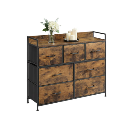 Commode avec 7 bacs en tissu, structure en métal