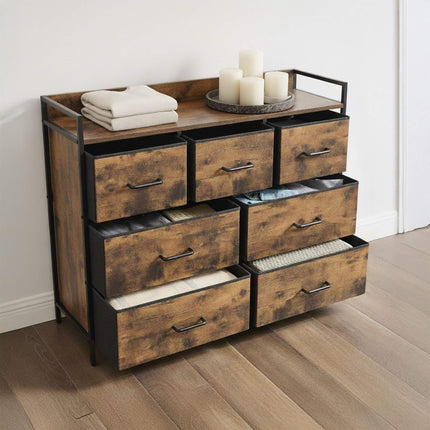 Commode avec 7 bacs en tissu, structure en métal