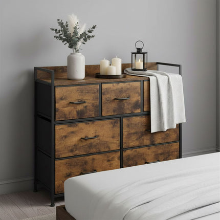 Commode avec 7 bacs en tissu, structure en métal
