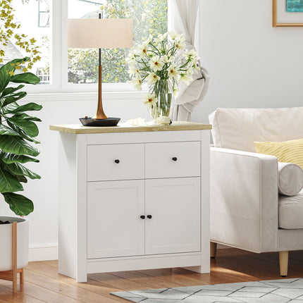 Weißes Sideboard mit Schubladen und verstellbarem Regal