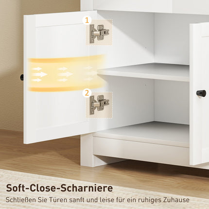 Weißes Sideboard mit Schubladen und verstellbarem Regal