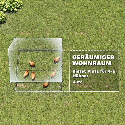 Hühnerstall, 4-6 Hennen, verzinkter Stahl, wetterfestes Dach
