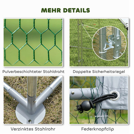Hühnerstall, 4-6 Hennen, verzinkter Stahl, wetterfestes Dach