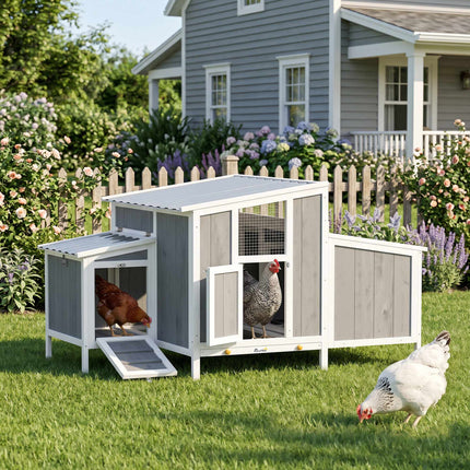 Poulailler en bois avec pondoir et porte verrouillable, pour 3 à 4 poules.