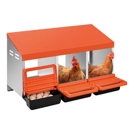 Chicken Nesting Box, 3-Compartment Roll-Out Egg Collector