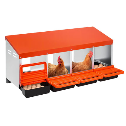 Chicken Nesting Boxes, 4-Compartment Roll-Out, Galvanized Steel